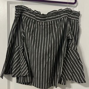 Striped Gray and White Women's off the shoulder top